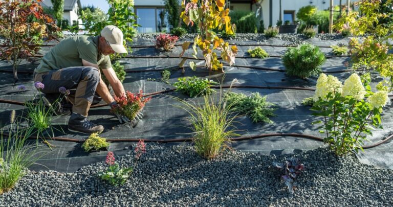 Landscaper planning out garden layout in Tiverton